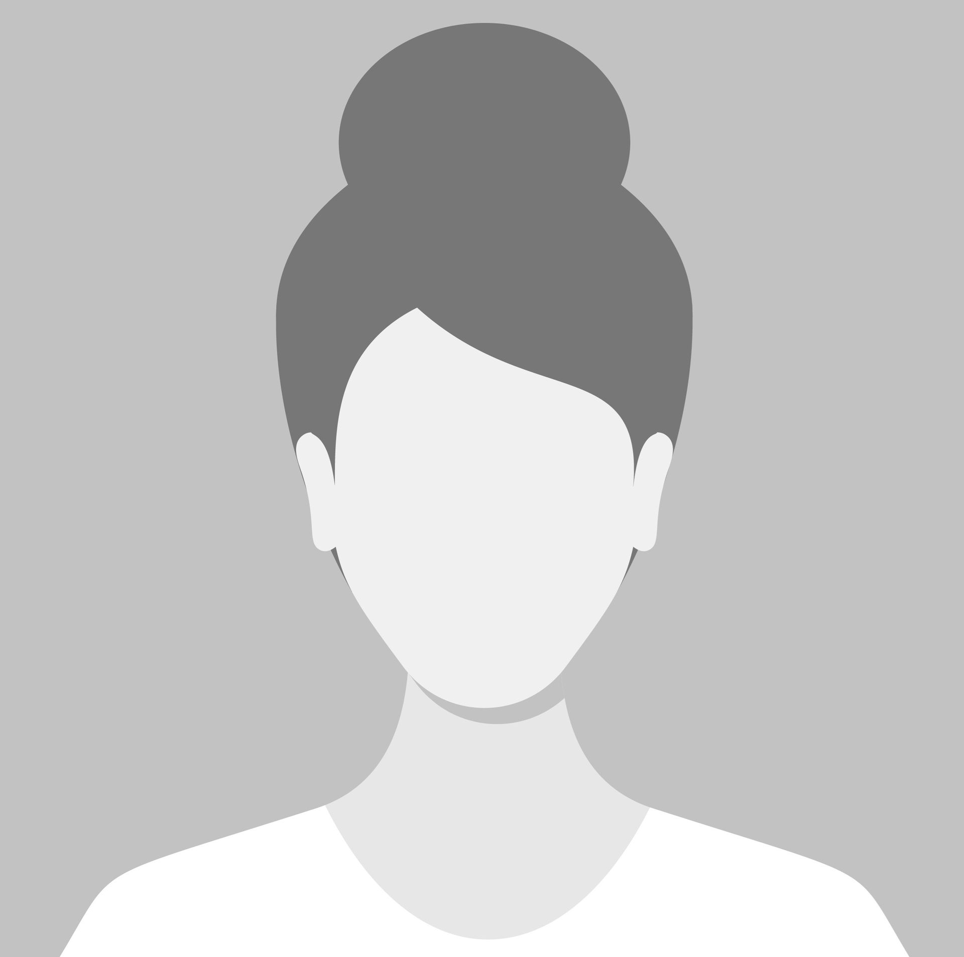 Avatar d'une femme aux cheveux en chignon, sur fond gris