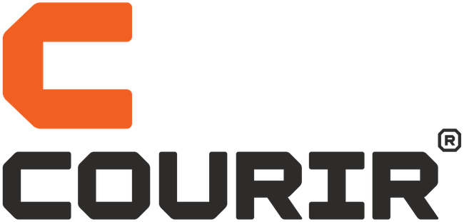 Le logo de Courir, avec un « C » orange au-dessus du mot « COURIR » en caractères gras noirs.