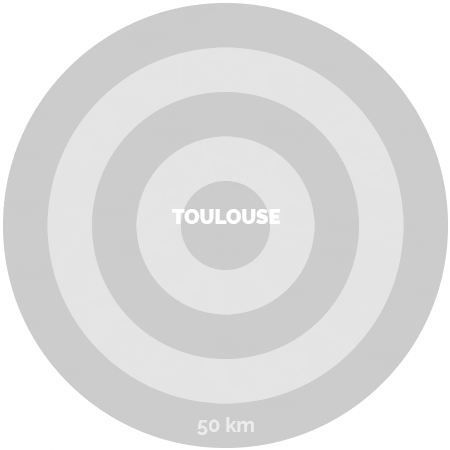 Zone d'intervention sur la carte de Toulouse.