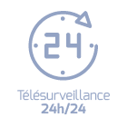 Pictogramme d'horloge symbolisant le 24H/24.