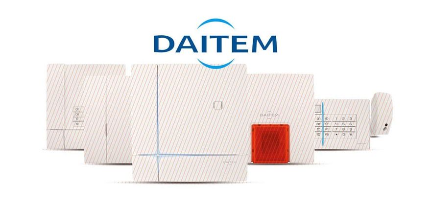 Éléments de sécurité et logotype de Daitem.