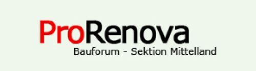 Auf weißem Hintergrund ist ein Logo für Prorenova zu sehen