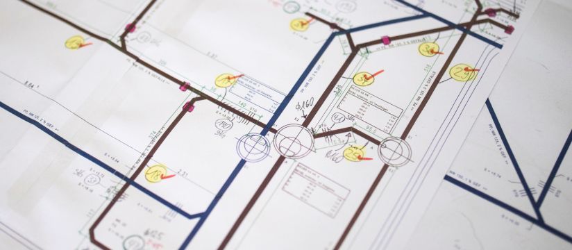 Eine Nahaufnahme der Zeichnung eines Hauses auf einem Blatt Papier.