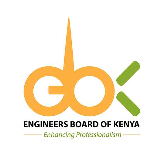 Engineers Board of Kenya logo with orange and green stylized text and the tagline “Enhancing Professionalism”
