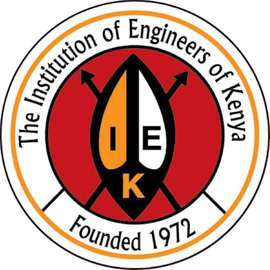Logo of The Institution of Engineers of Kenya with red, black, and white emblem, founded 1972