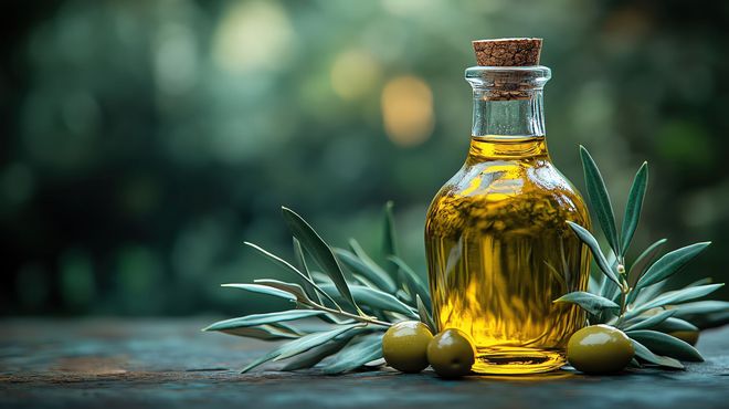 Une bouteille d'huile d'olive