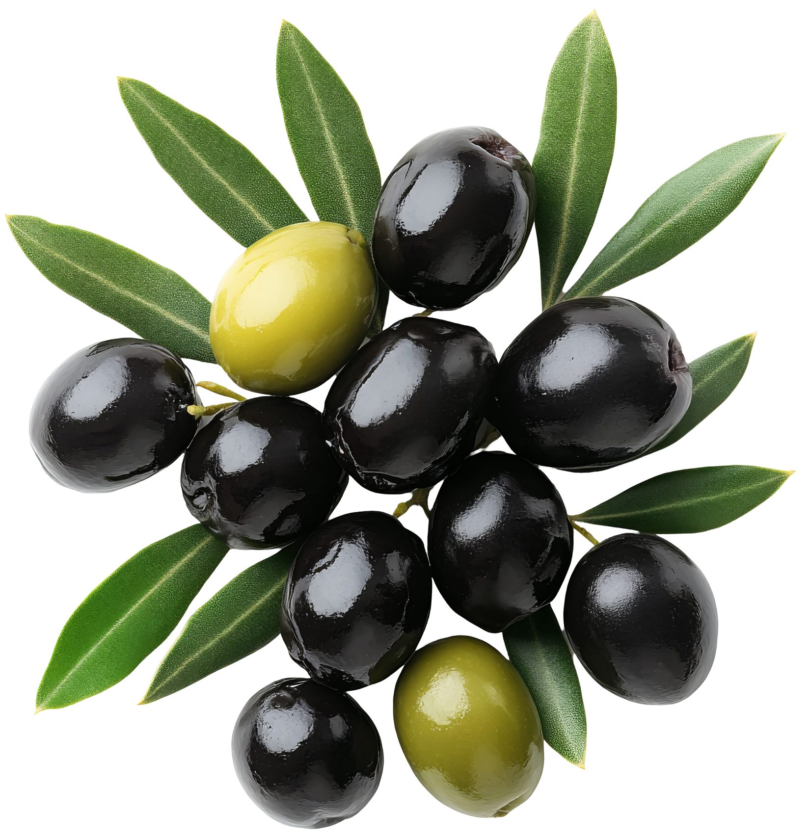 Des olives avec feuilles