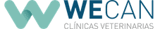 Logotipo de WE CAN Clínicas Veterinarias en color turquesa y negro sobre fondo blanco.