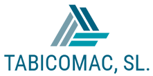 Logotipo de TABICOMAC, SL. con diseño triangular en tonos verde azulado y gris sobre texto en color verde azulado.