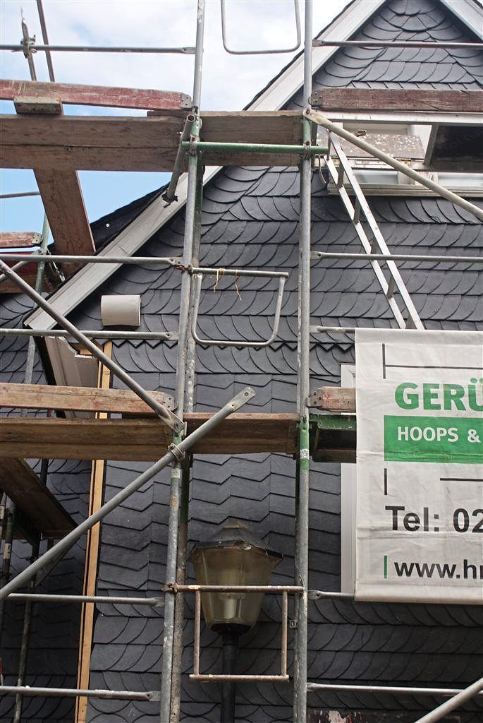 Schieferfassade denkmalgeschützt Gerüst