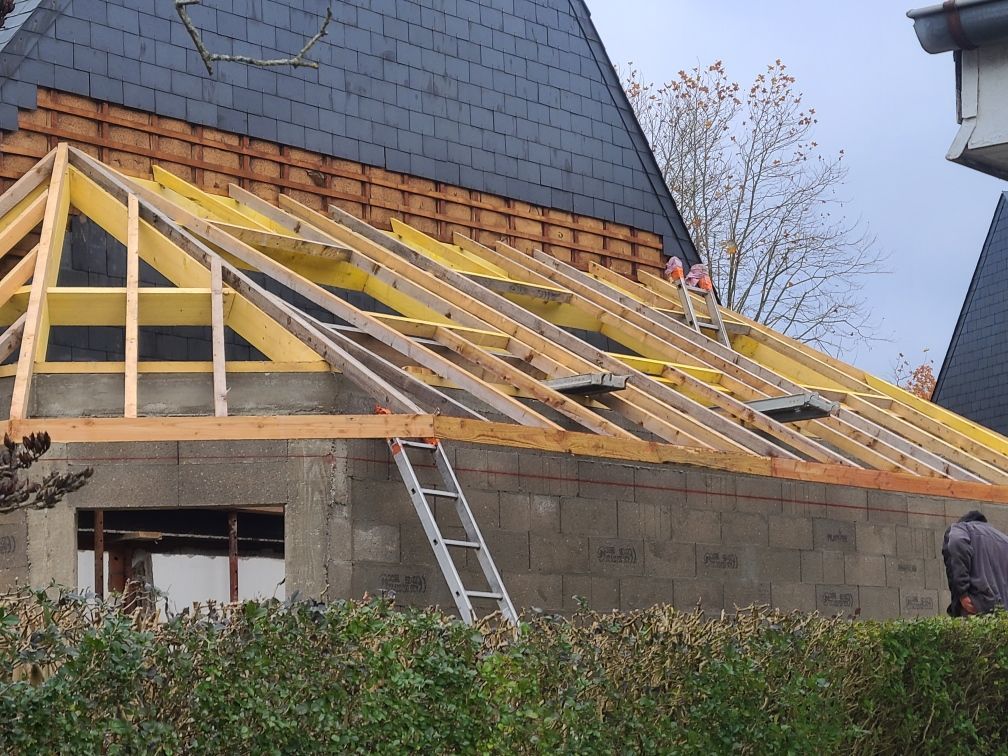 Maison avec charpente en rénovation