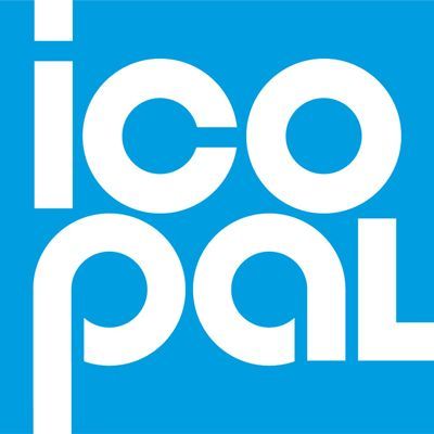 Ein blau-weißes Logo für ICO Pal