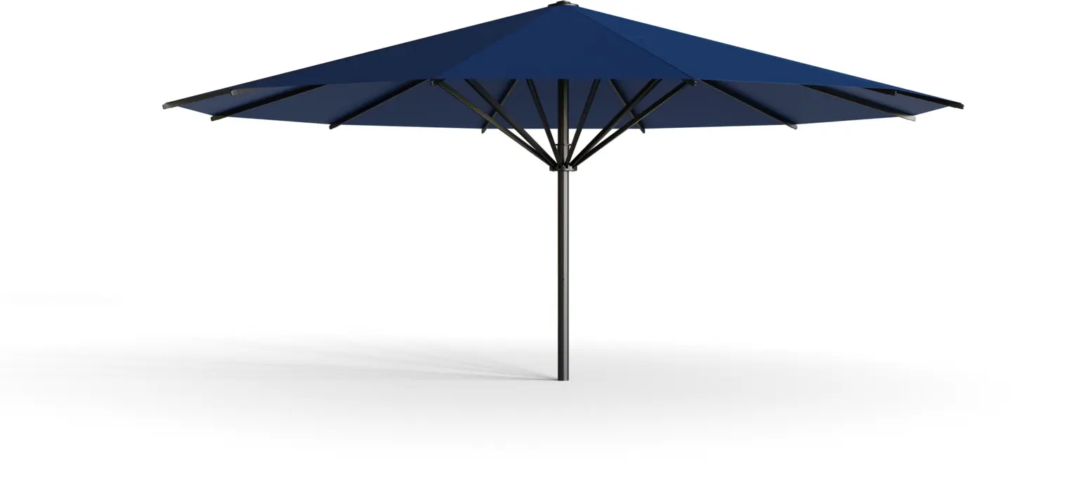 Un parasol bleu.