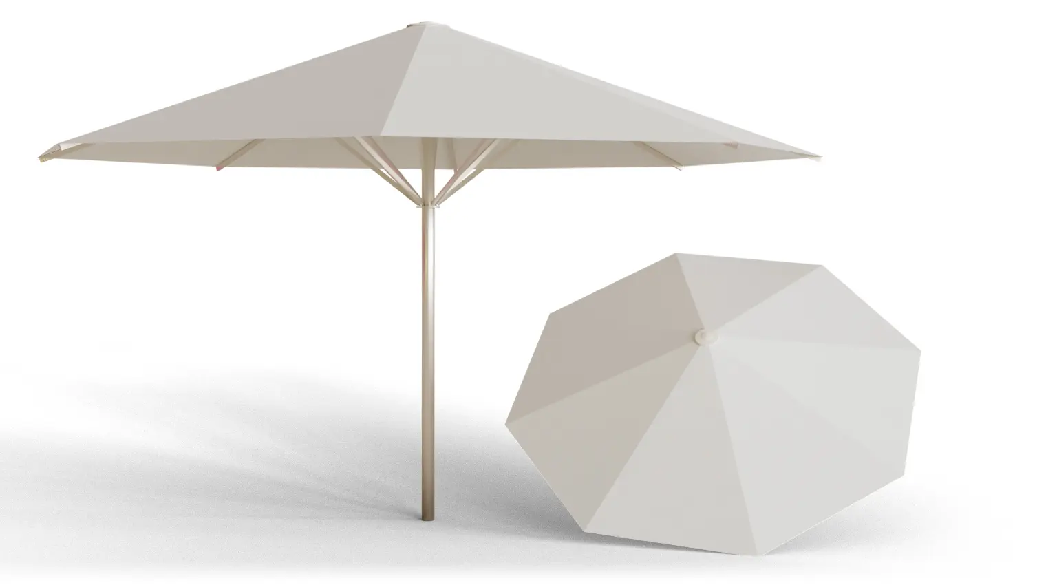 Deux parasols blancs.