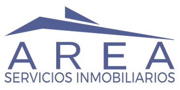 Logo de AREA Servicios Inmobiliarios en azul y gris, con un &iacute;cono de techo estilizado