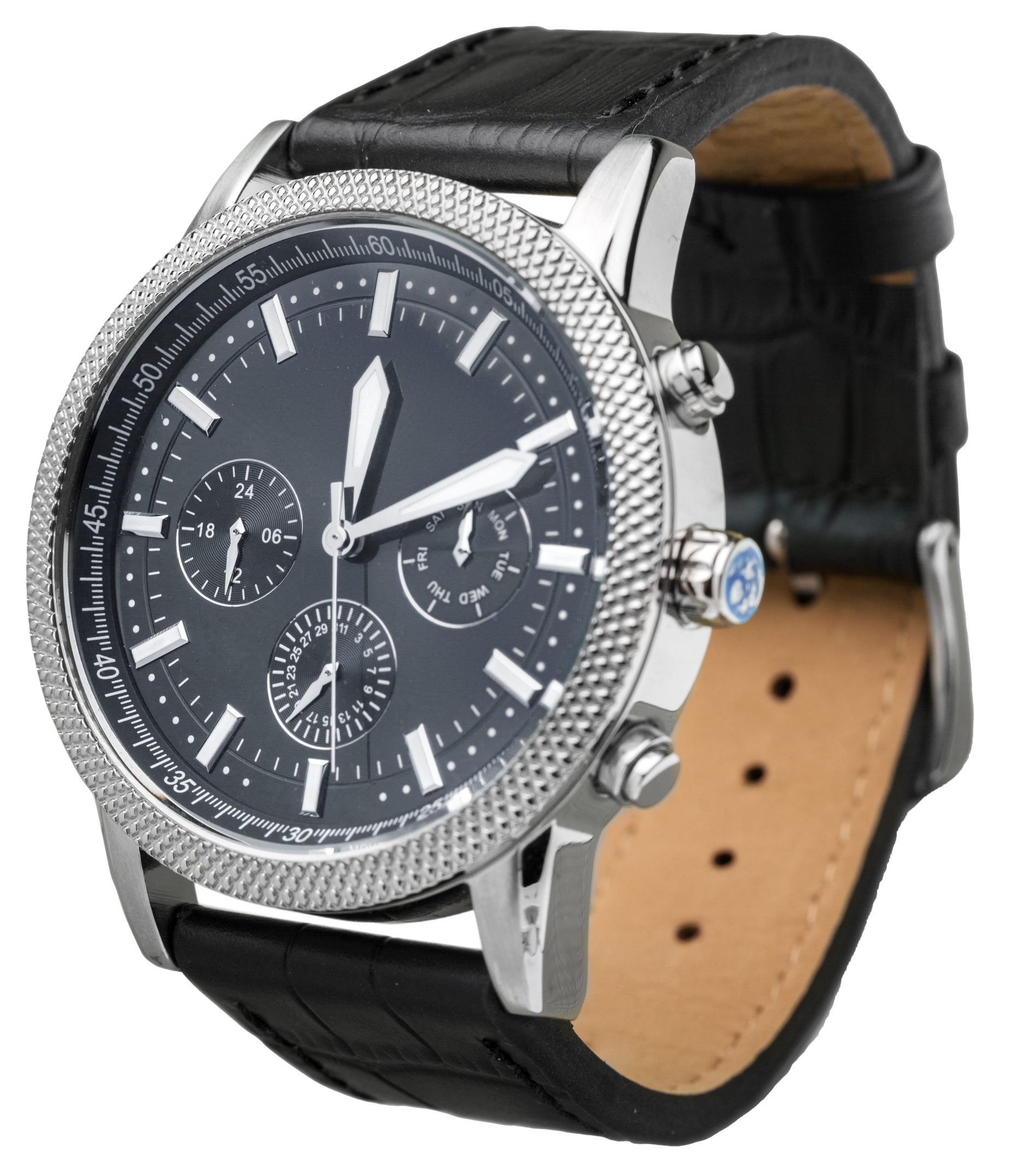 Montre de luxe avec un bracelet en cuir