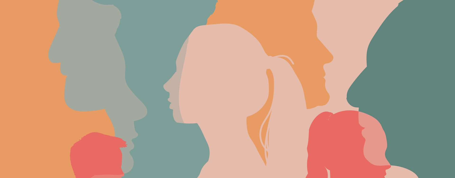 Silhouettes de plusieurs personnes dans différentes couleurs.