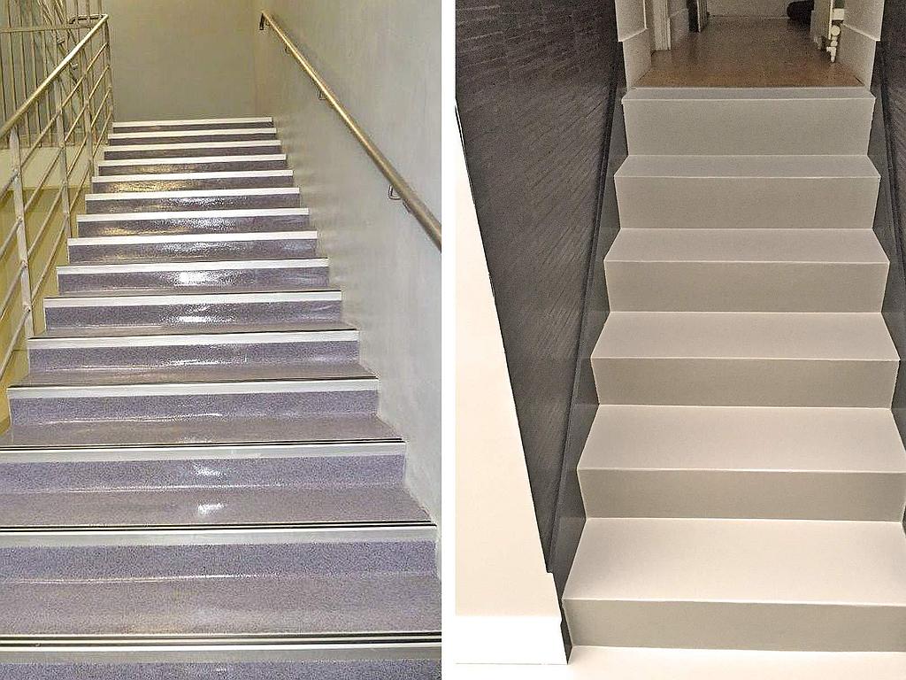Escaliers avec revêtement de résine