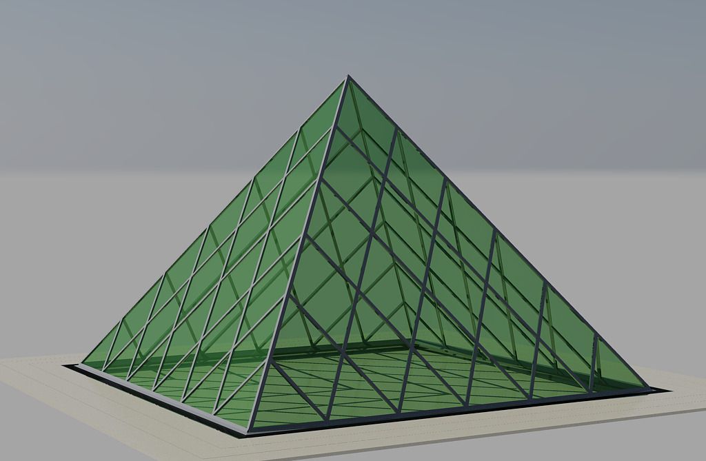 Ein 3D-Modell einer grünen Glaspyramide