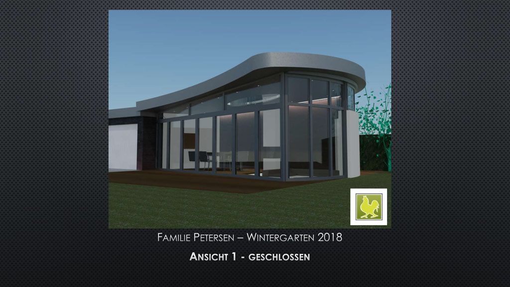 Ein computergeneriertes Bild eines Hauses mit einem gewölbten Dach