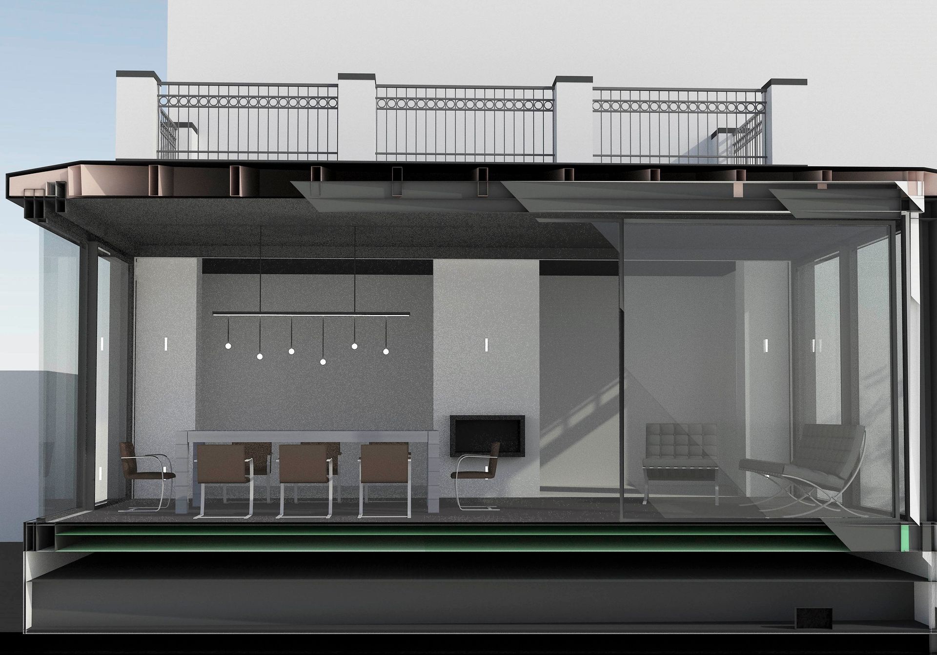 Ein computergeneriertes Bild eines Hauses mit Balkon