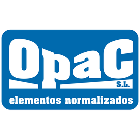 Logotipo de Opac SL en un rectángulo azul. El texto blanco dice