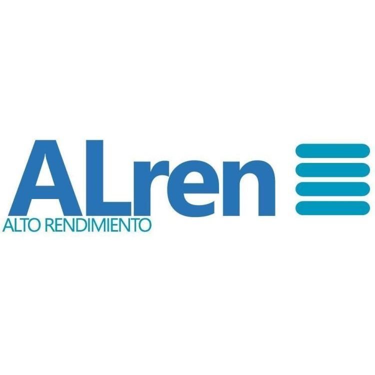 Logotipo para ALren, marca con texto azul y un ícono de líneas horizontales, y debajo la palabra