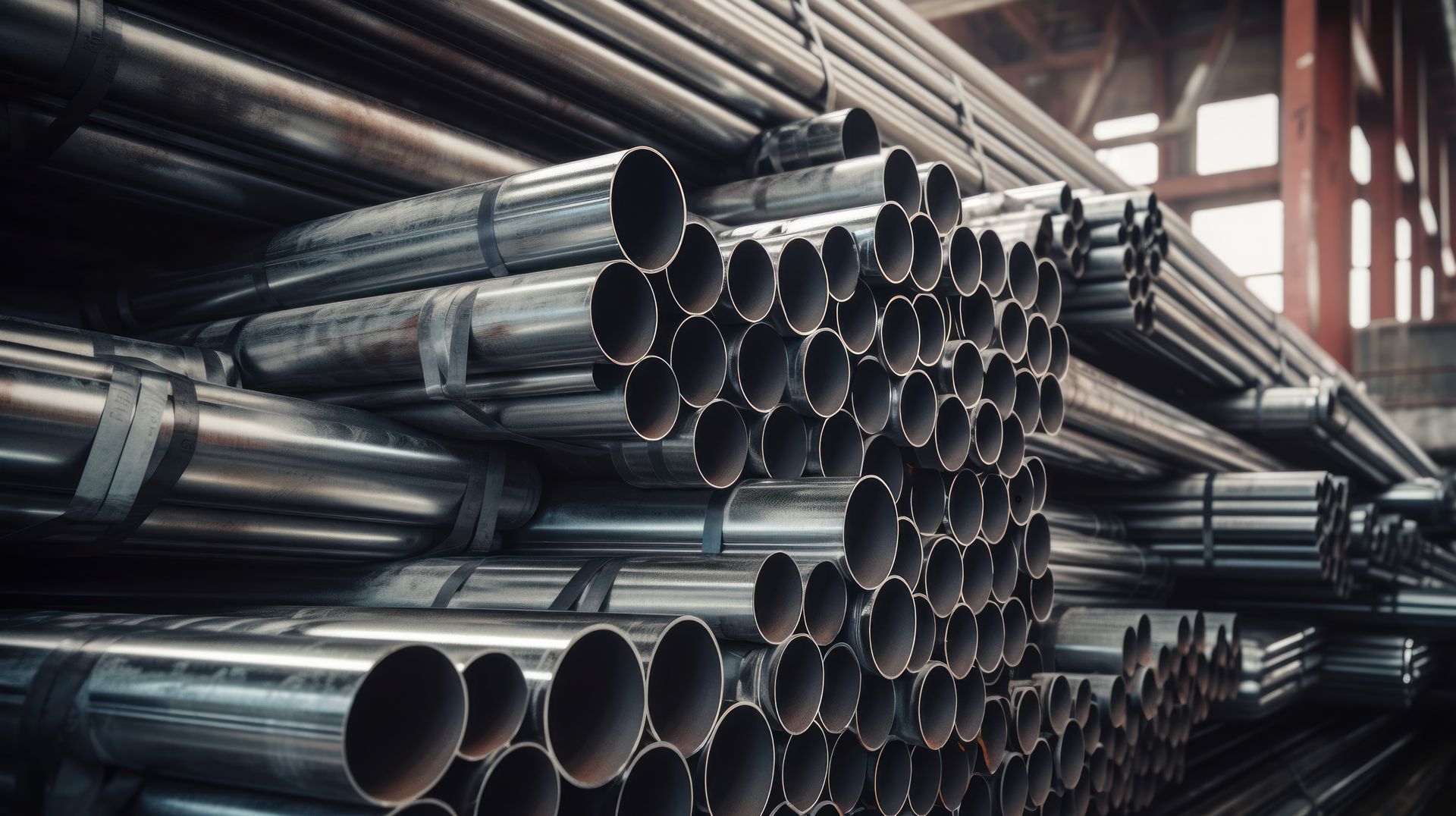 Un entrepôt avec des barres en acier