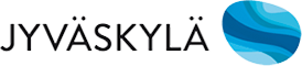 Jyväskylä wordmark with a blue circular wave logo on a white background