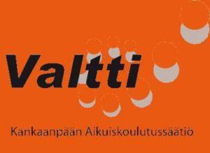 Valtti logo on orange background with Kankaanpään Aikuiskoulutussäätiö text