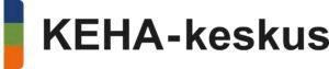 KEHA-keskus logo with black text and a vertical green, blue, yellow, and red stripe