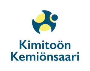 Kimitoön Kemiönsaari logo in blue and yellow with stylized circular emblem