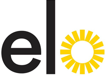 Black “el” text with a yellow sunburst icon forming the letter “o” on a white background
