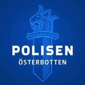 Blue POLISEN ÖSTERBOTTEN police emblem and text on a shield logo