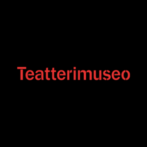 Red Teatterimuseo text on a black background