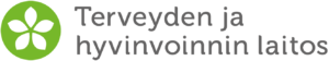 Terveyden ja hyvinvoinnin laitoksen logo: vihreä kukkasymboli ja harmaa tekstilogo.