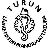 Turun läiketieteen kandidaattiseura logo with a black caduceus-like emblem and curved text on white background