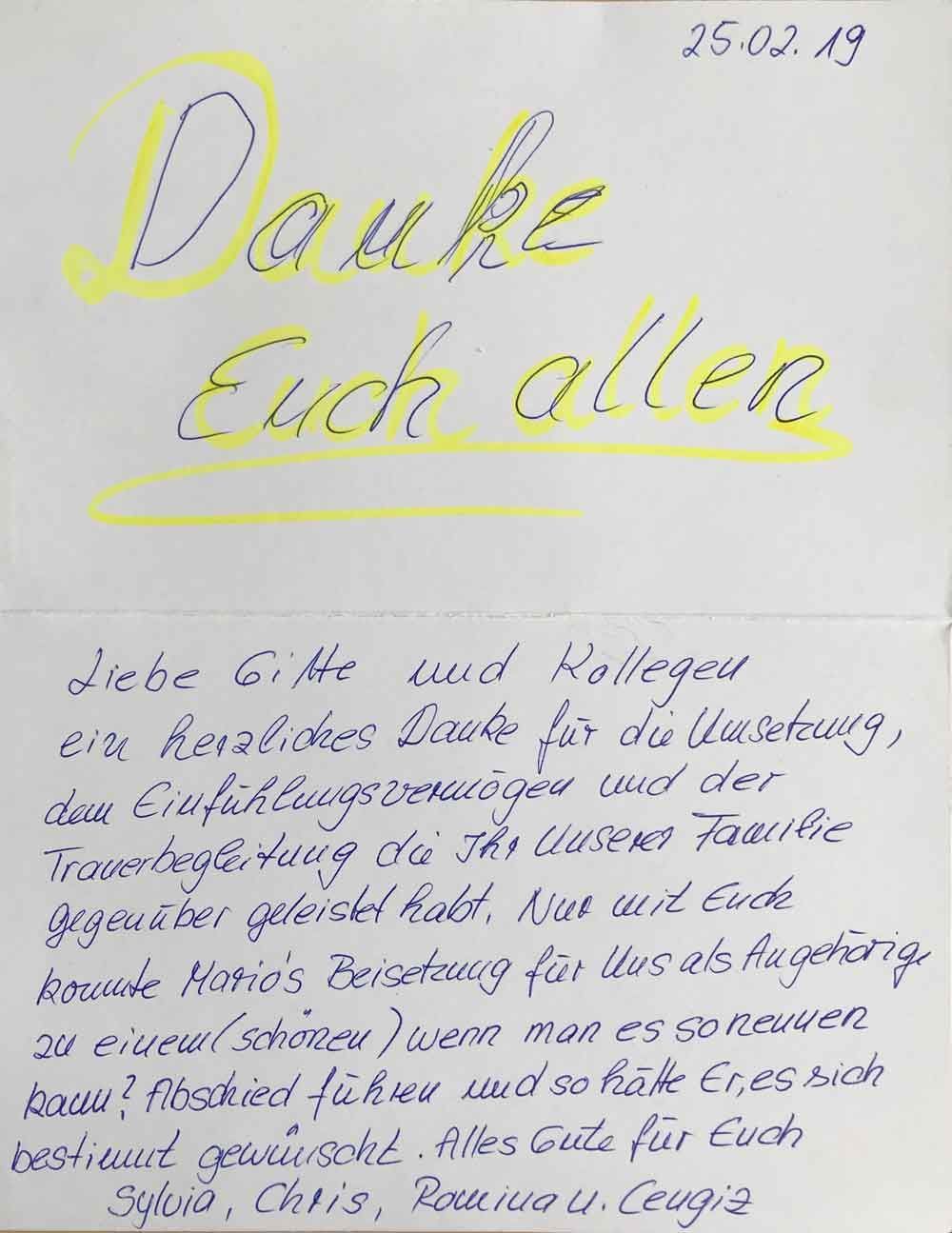 Kondolenzkarte