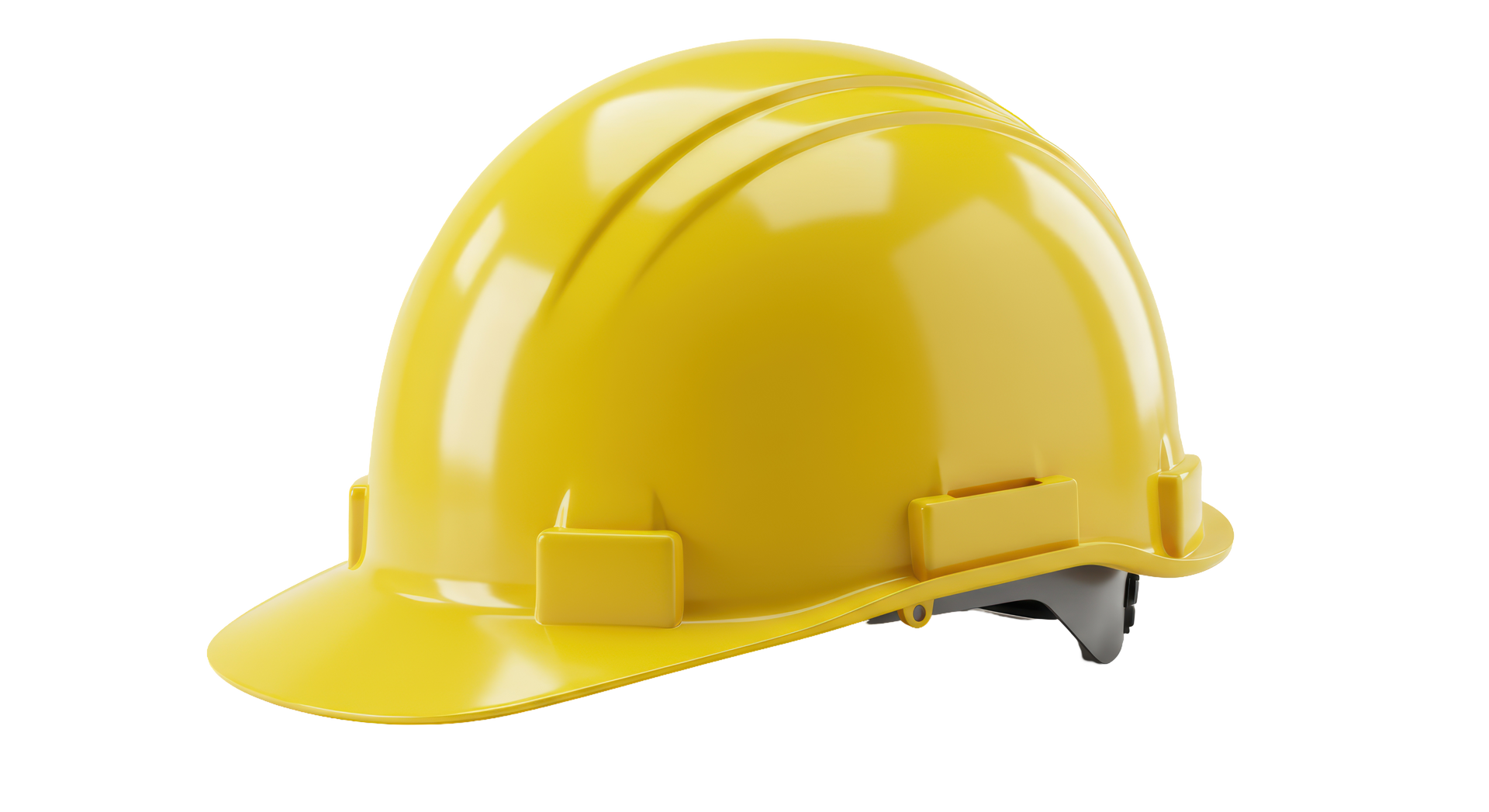 Casque de sécurité jaune, casque de protection, sur fond blanc.