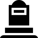 Un icono en blanco y negro de una tumba con un signo negativo sobre ella.