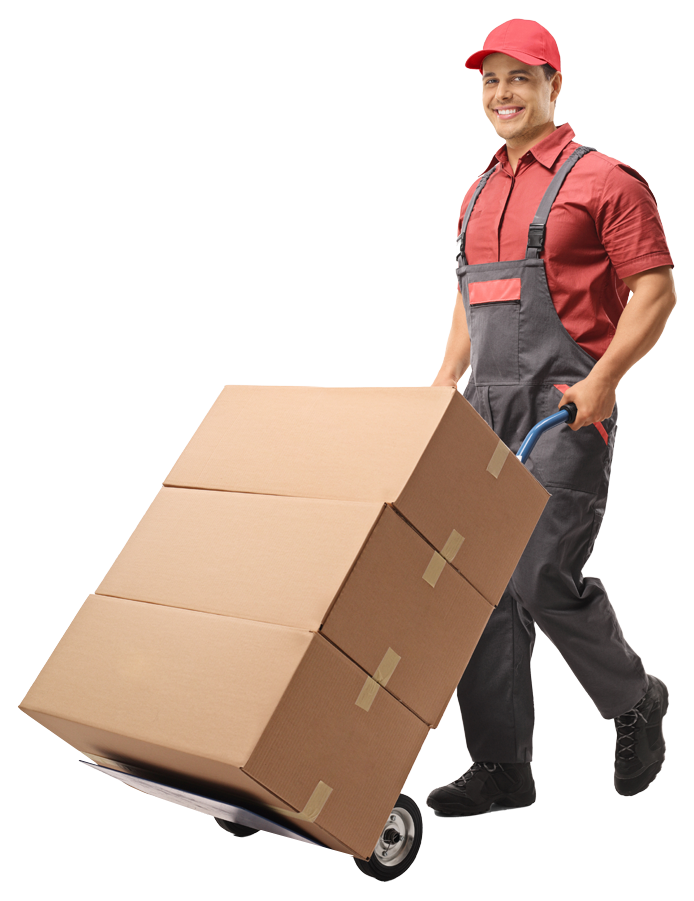 Déménageur qui transporte des cartons