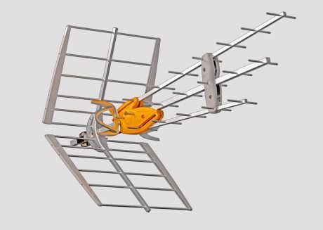 Un primer plano de una antena sobre un fondo blanco.