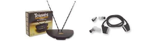 Una imagen de una antena de televisión y un par de auriculares.