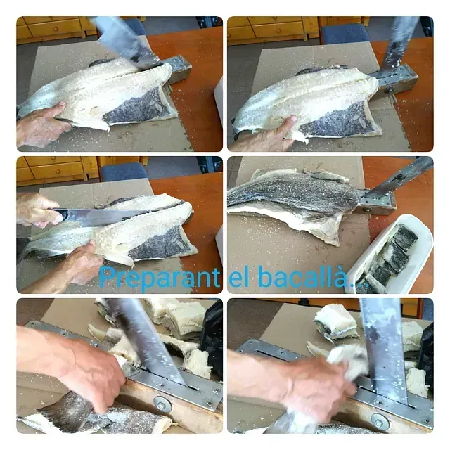 Un collage de fotos que muestra a una persona preparando un pescado con las palabras 