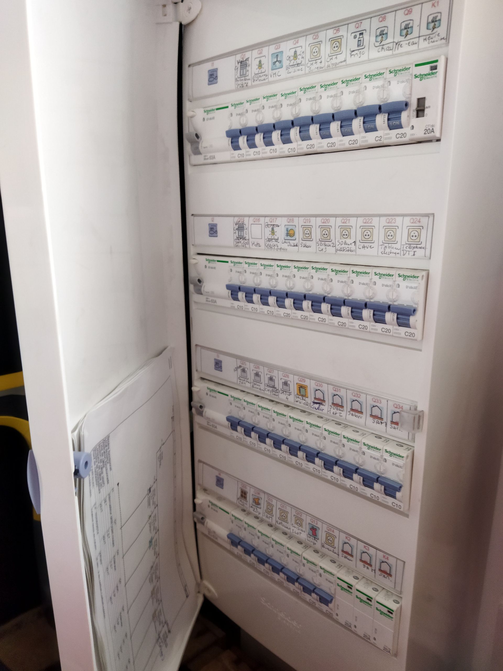 Tableau électrique blanc ouvert