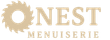Un logo pour une entreprise appelée onest menuiserie