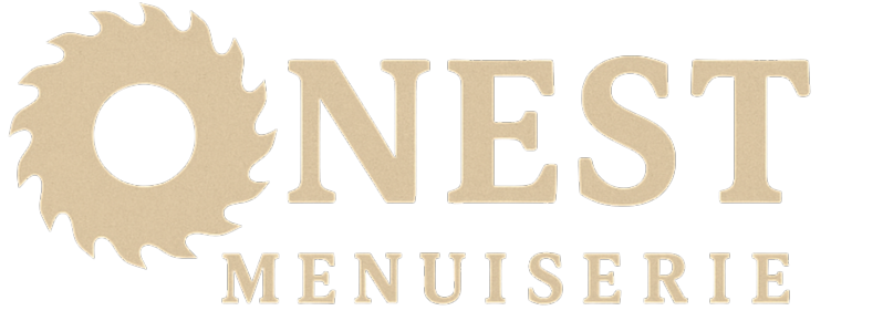 Un logo pour une entreprise appelée onest menuiserie