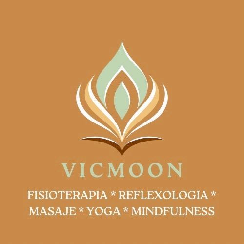 Un logotipo para una empresa llamada Vicmoon con una flor.