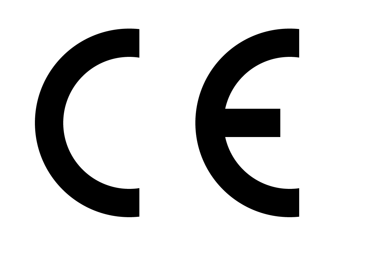 Un logotipo ce en blanco y negro sobre un fondo blanco.