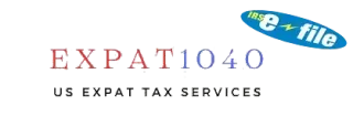 Un logotipo para expat1040, servicios de impuestos para expatriados estadounidenses.